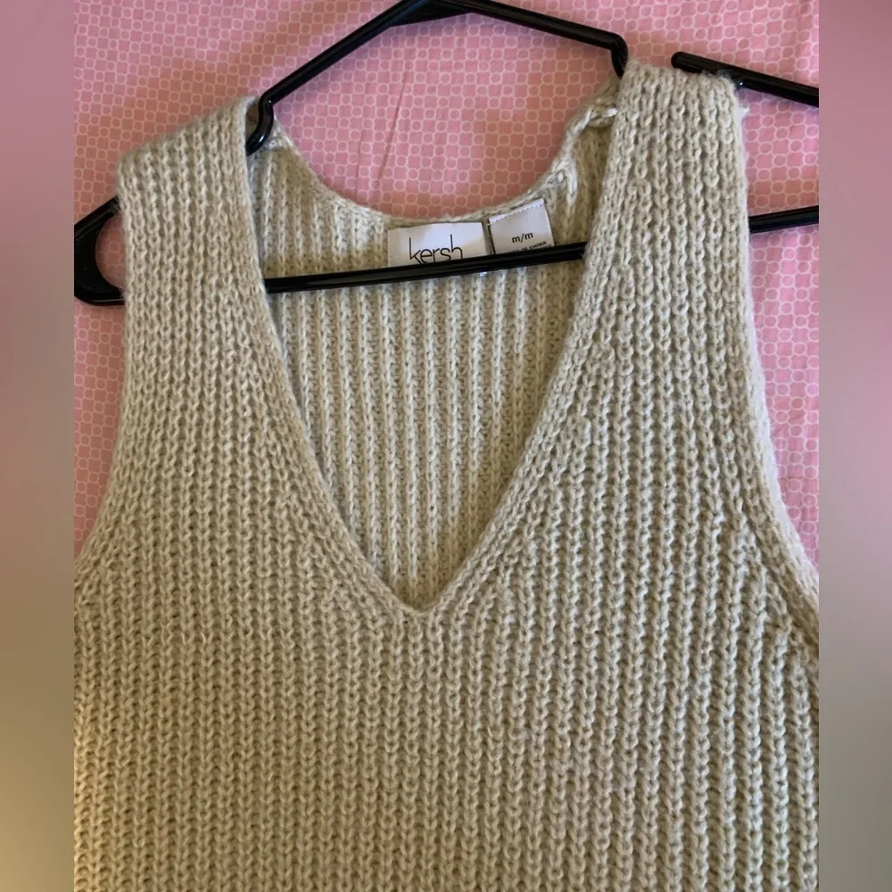 Kersh Cream V-Neck Knit Sweater Dress with Pockets - Picture 8 of 8